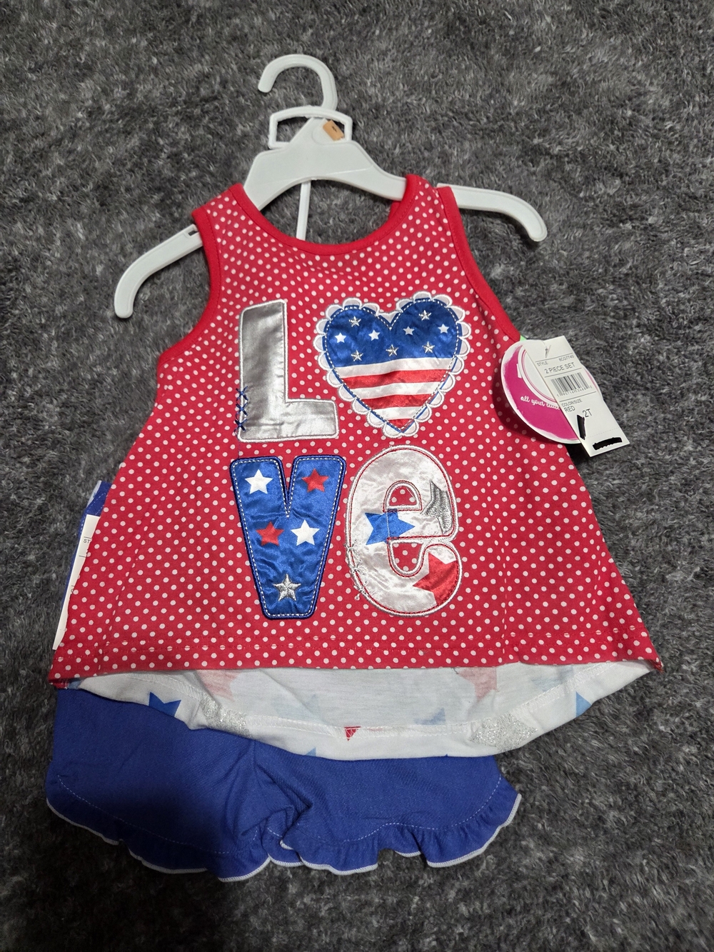 Nannette Red Polka Dot "LOVE" Patriotic Girls Matching Set
